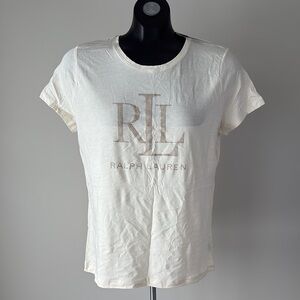 Ralph Lauren Cream Short Sleeve Tee with Logo